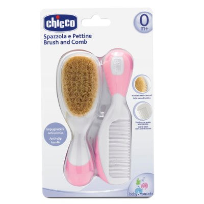 Chicco Brush & Comb Pink-Nat Bristles