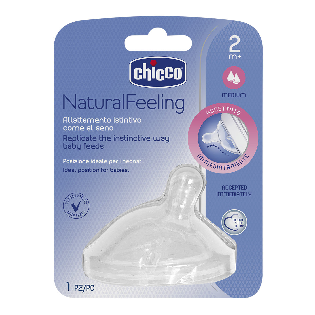 Chicco Natural Feeling Teat (Medium Flow) / 2+ months