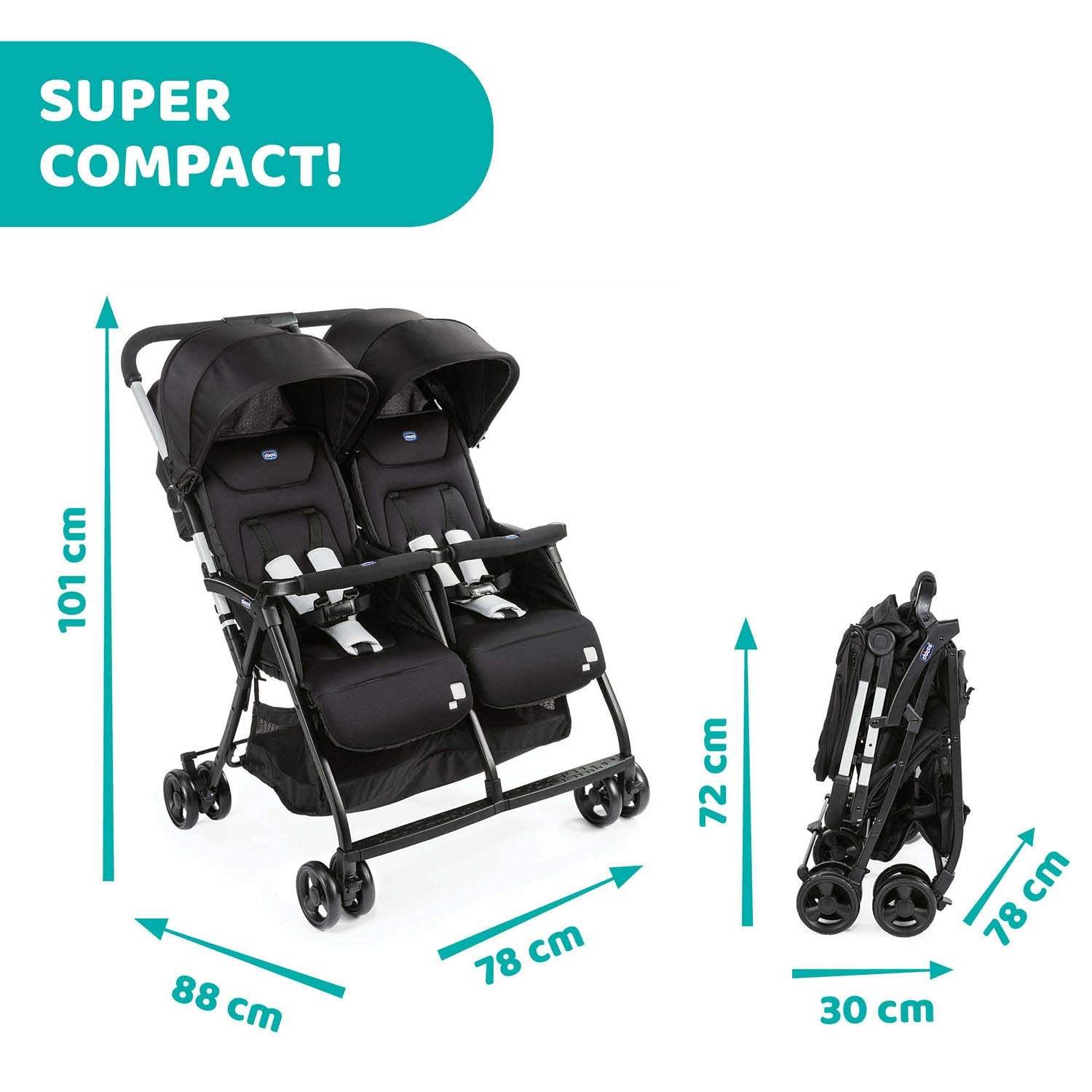 Chicco Oohlala Twin-Black Night Stroller