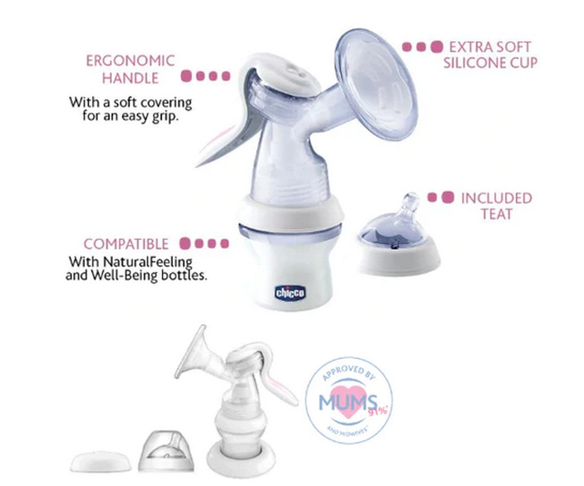 Chicco Natural Feeding Manual Breast Pump with 30 Free Breast Pads