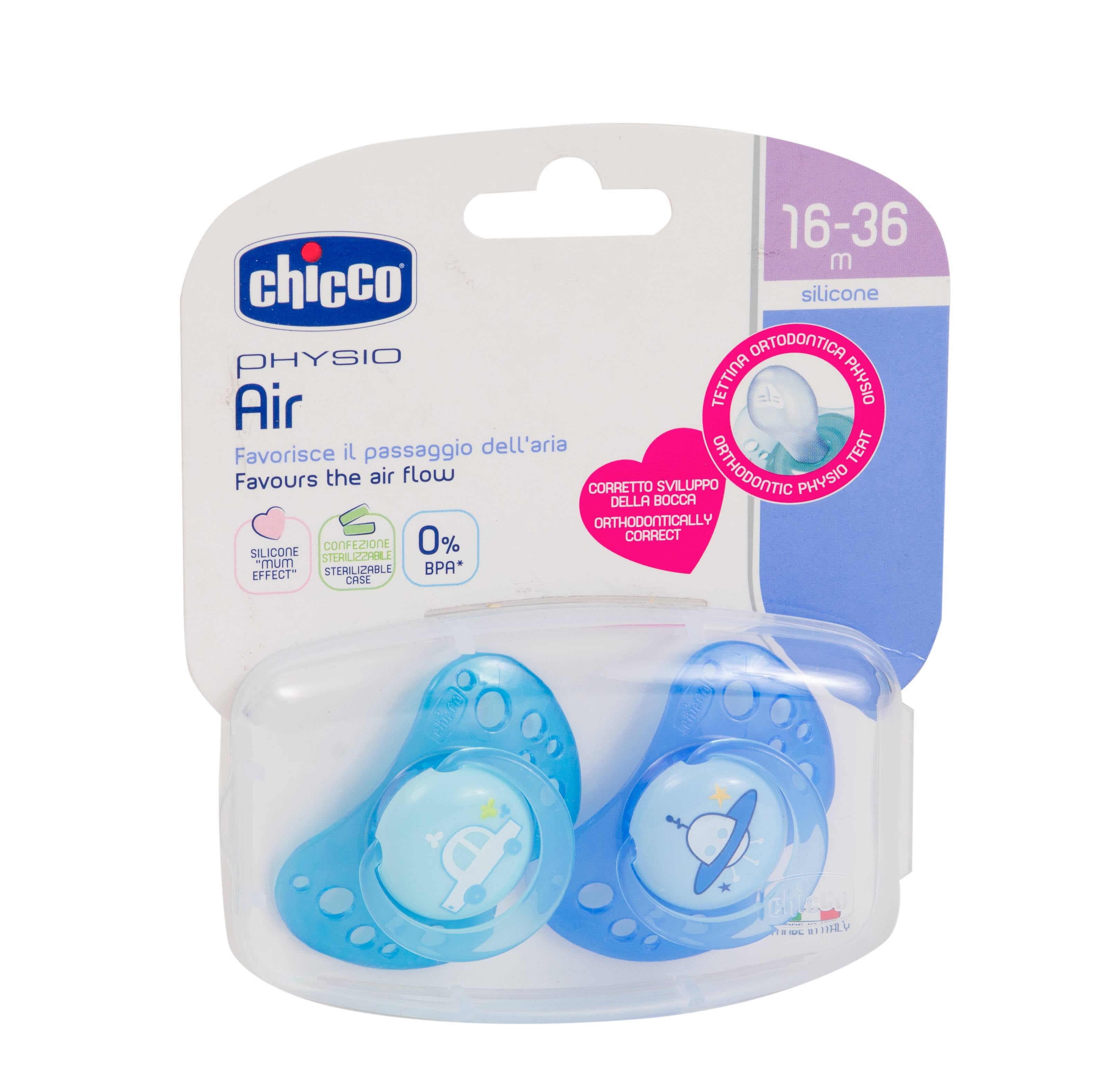 Chicco Physio Air Soother 12+ Months Blue 2 Pieces + Case