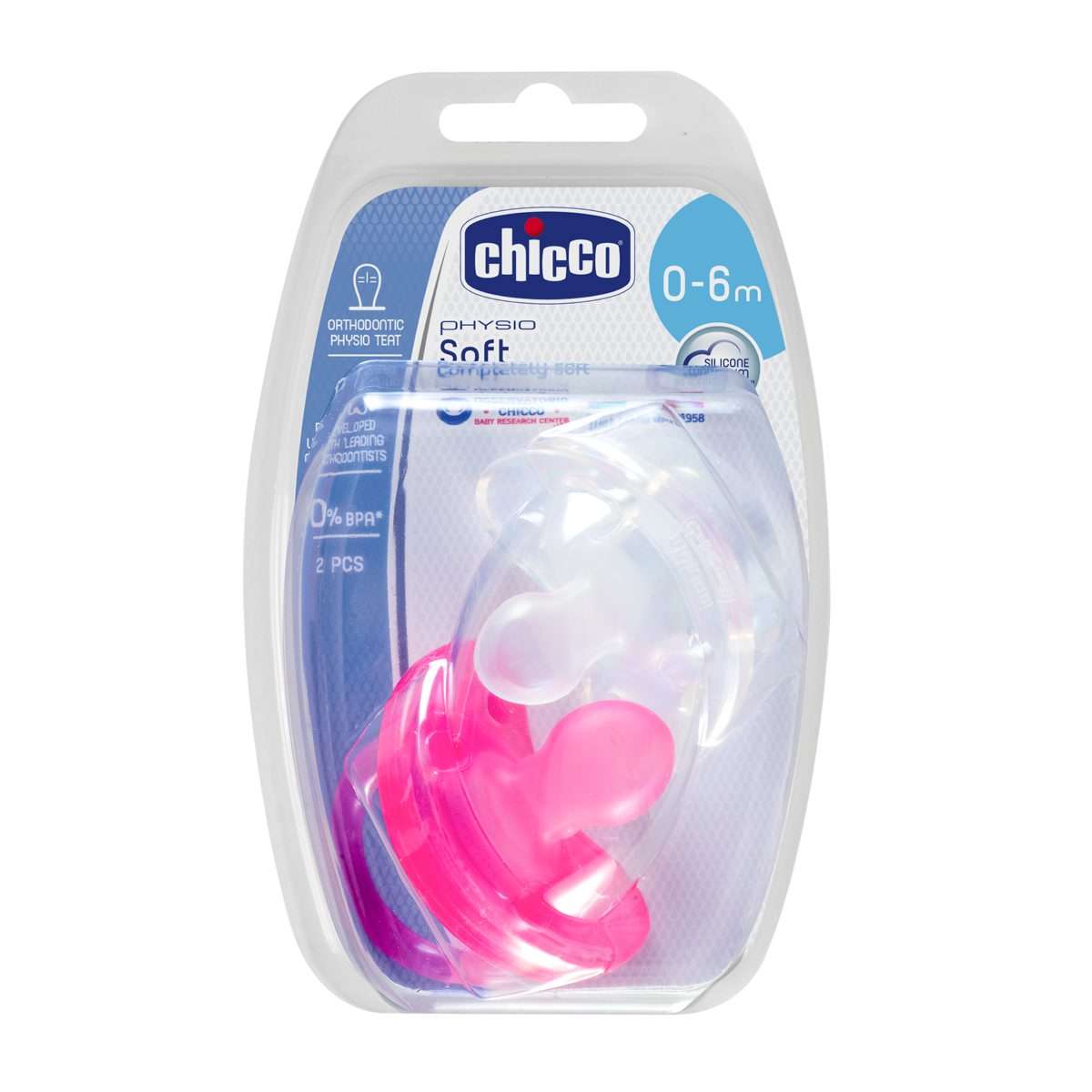 Chicco Physio Soother 0-6 months 2 Piece Girl