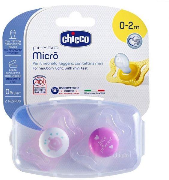 Chicco Physio Soother Micro 0-2 months 2 Pieces + Case